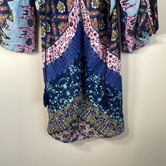 Flying Tomato Abstract Multicolor Print‎ Bell Sleeve V Neck Dress Size S - Picture 3 of 9